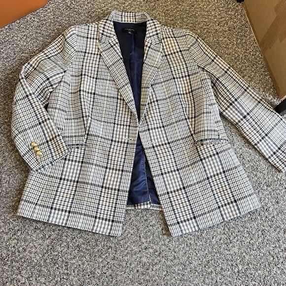 Talbots Blazer Jacket Women 16P Houndstooth Plaid Office Business Career - Picture 1 of 5